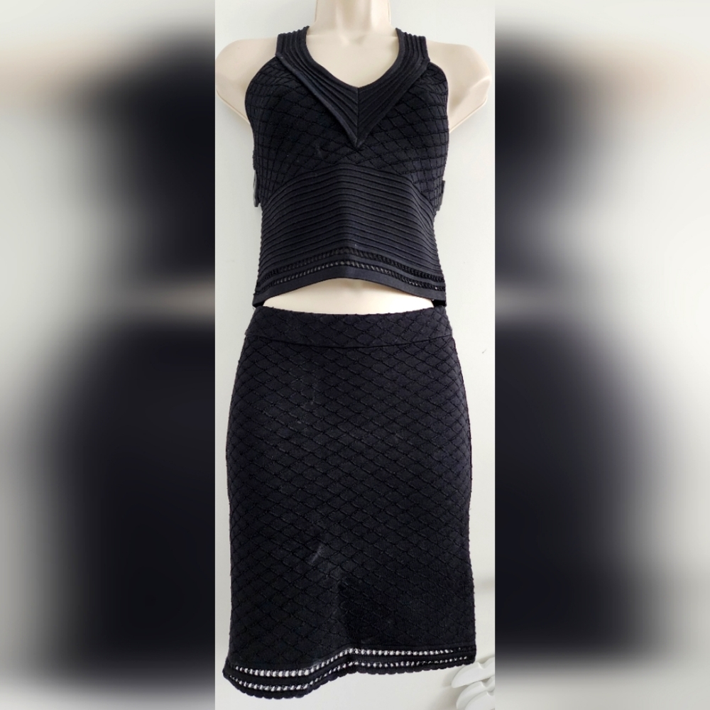 Guess Bandage Crop Top with Matching Skirt | Black | Large